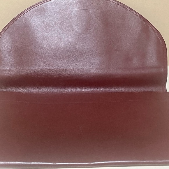 Large Leather Vintage Burgundy Cartier Clutch w/added carry chain